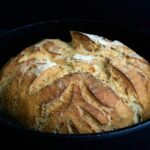 bread on black round plate